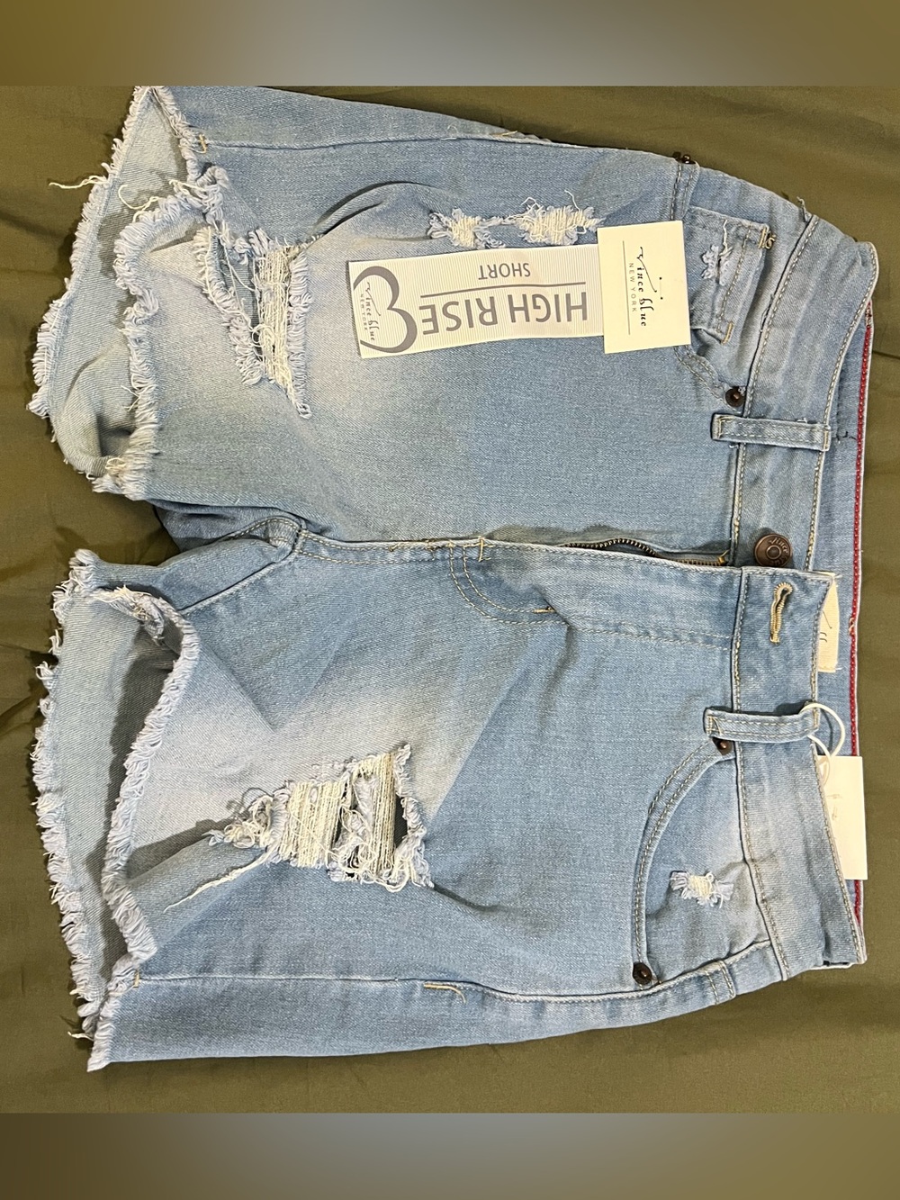 Vince Light Blue Distressed High Rise Jean Shorts